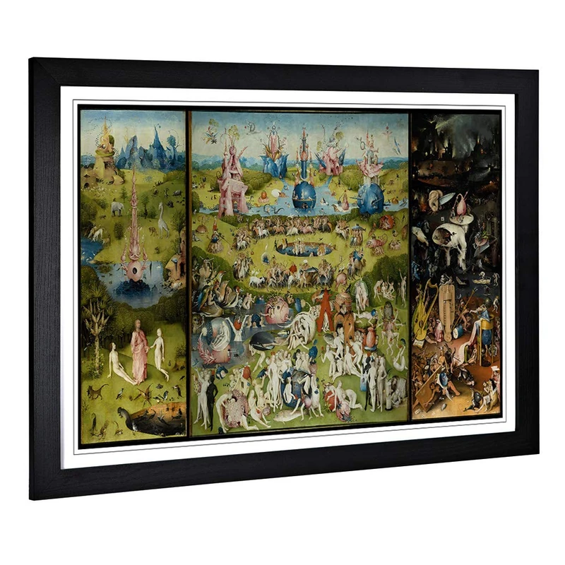 Big Box Art Framed Print of Hieronymous Bosch The Garden of Earthly Delights Design | Wall Art Picture| Home Decor for Kitchen, Living Room, Bedroom, Hallway, Black, A2 / 24.5x18 Inch / 62x45cm
