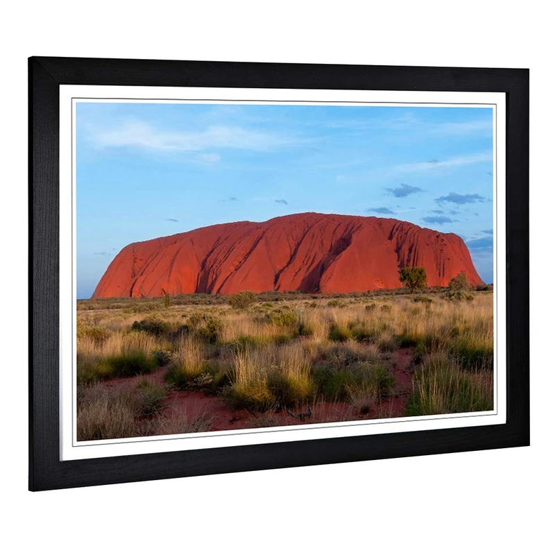 Big Box Art Framed Print of Uluru Ayers Rock Australia Design | Wall Art Picture | Home Decor for Kitchen, Living, Dining Room, Bedroom, Hallway, Office, Black, A2 / 24.5x18 Inch / 62x45cm