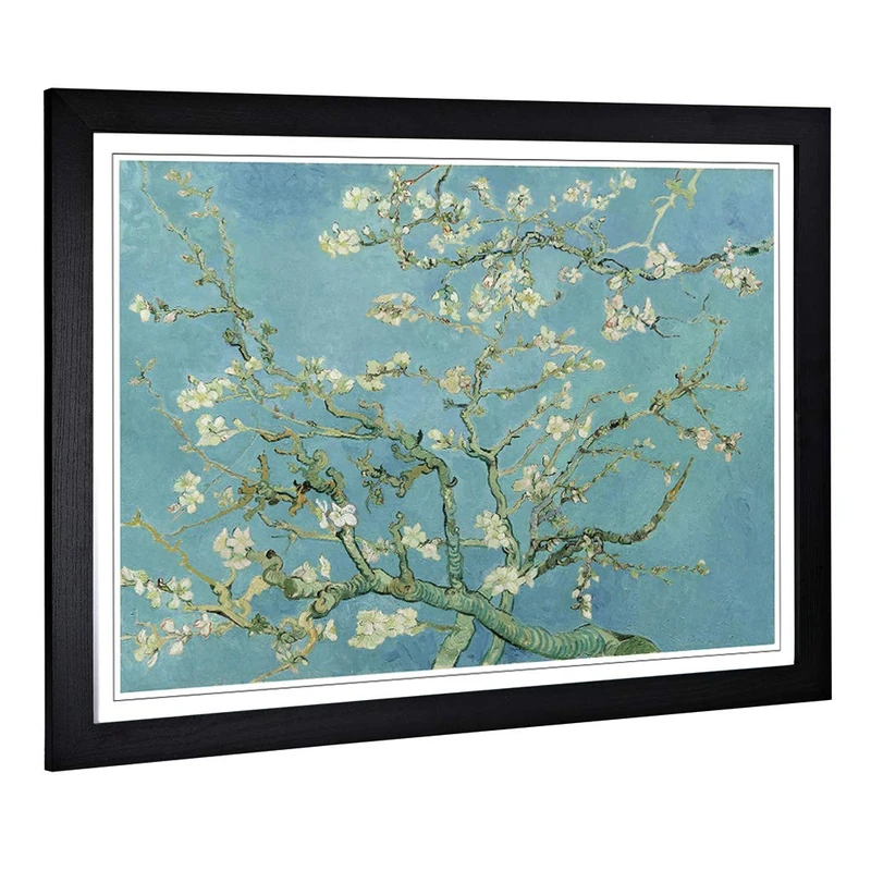 Big Box Art Framed Print of Vincent Van Gogh Blossoming Almond Branches (2) Design | Wall Art Picture| Home Decor for Kitchen, Living Room, Bedroom, Hallway, Black, A2 / 24.5x18 Inch / 62x45cm