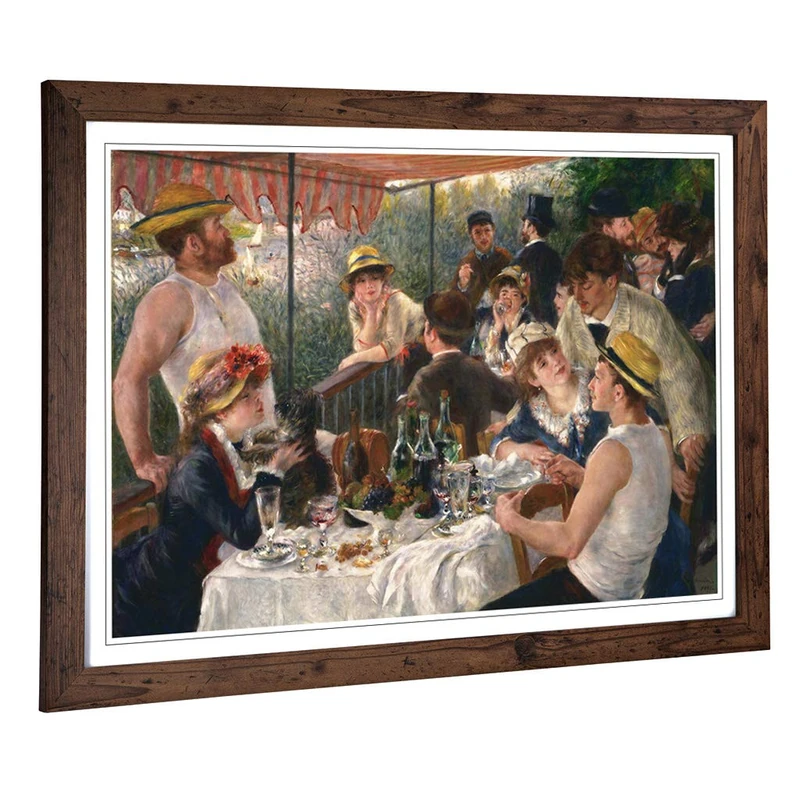 Big Box Art Framed Print of Pierre-Auguste Renoir Luncheon of The Boating Party Design | Wall Art Picture| Home Decor for Kitchen, Living Room, Bedroom, Office, Walnut, A2 / 24.5x18 Inch / 62x45cm