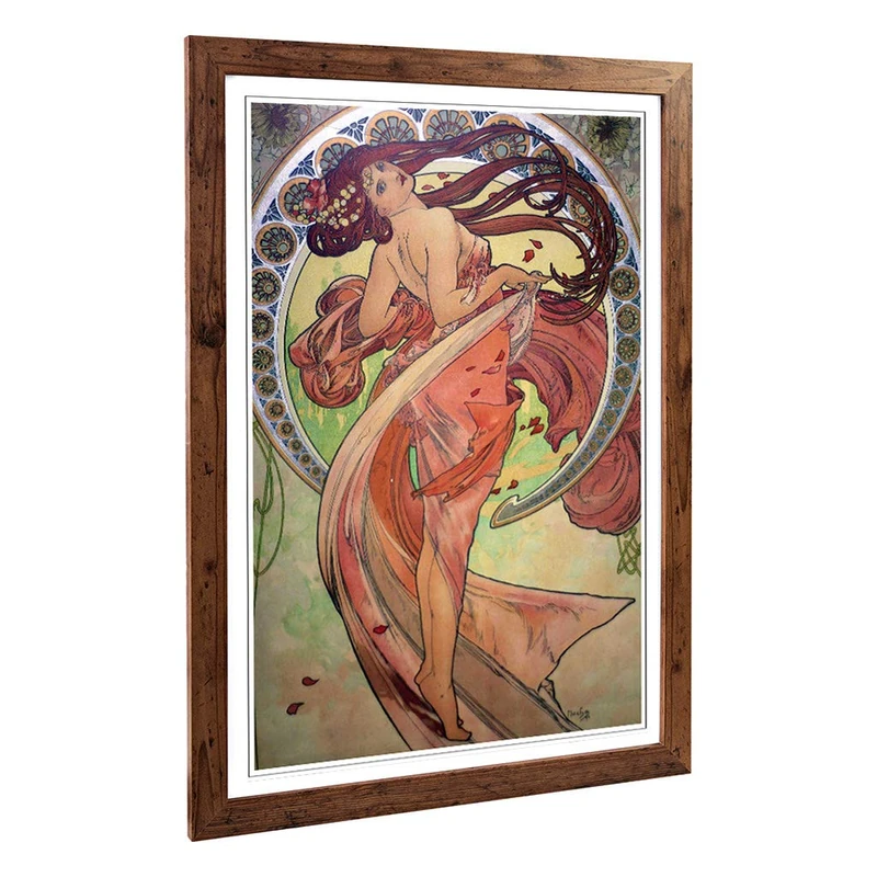 Big Box Art Framed Print of Alphonse Mucha Dance Design | Wall Art Picture | Home Decor for Kitchen, Living, Dining Room, Lounge, Bedroom, Hallway, Office, Walnut, A2 / 24.5x18 Inch / 62x45cm