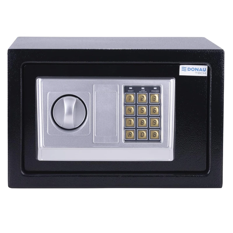 DONAU TECH Digital Safe 8.5L / 31 x 20 x 20 cm/Manual-digital electronic safe furniture safe/with digital password & 2 security keys safe/Black/with CE and RoHS certificate - Image 1