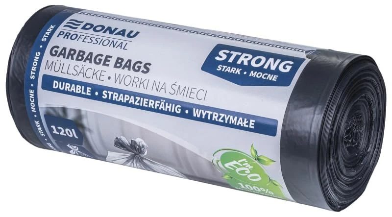 DONAU PROFESSIONAL Rubbish Bags/Robust/Strong/120 L/25 Pieces/Black/12 Pack