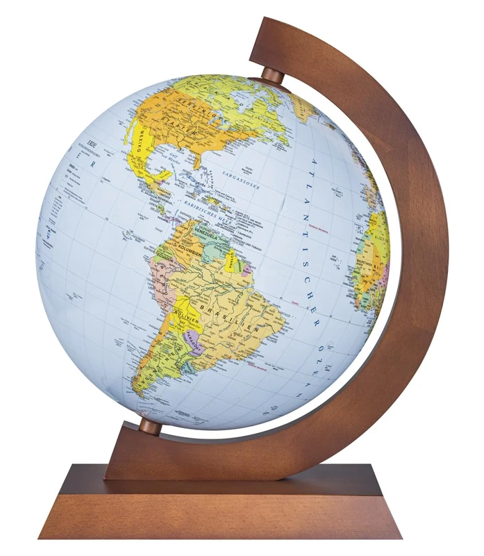 DONAU Globe/Diameter 320 mm/Political-Physical Map/Educational World for Kids & Adults/Geographic/Illuminated/4-in-1/Home Décor and Office Desktop/School/interactive/Wooden Stand