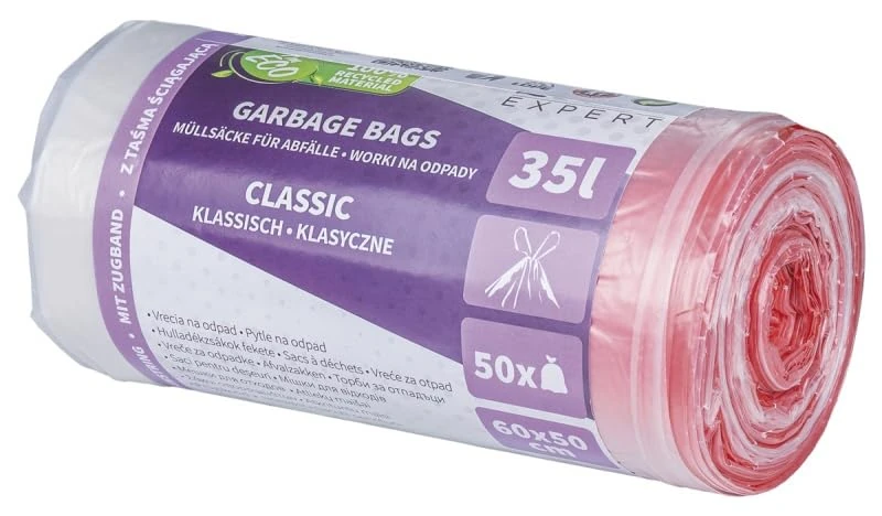 DONAU EXPERT garbage bags 35l x 12 rolls x 50 garbage bags, with drawstring, LDPE, transparent