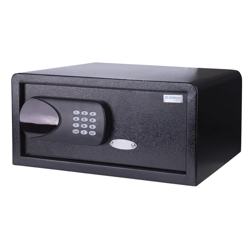 DONAU TECH Digital Safe 23.8L / 42 x 37 x 20 cm/Manual-digital electronic safe furniture safe/Black/ideal for laptops up to 17 inches