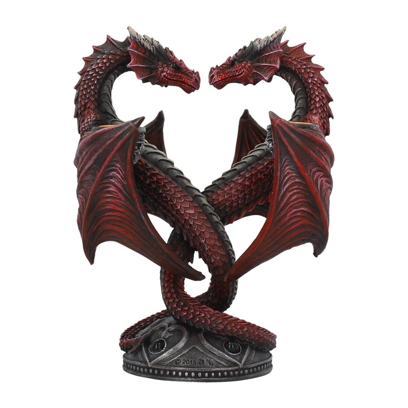 Nemesis Now Dragon Heart Anne Stokes Valentine's Edition Candle Holder 23cm Red, Resin, One Size
