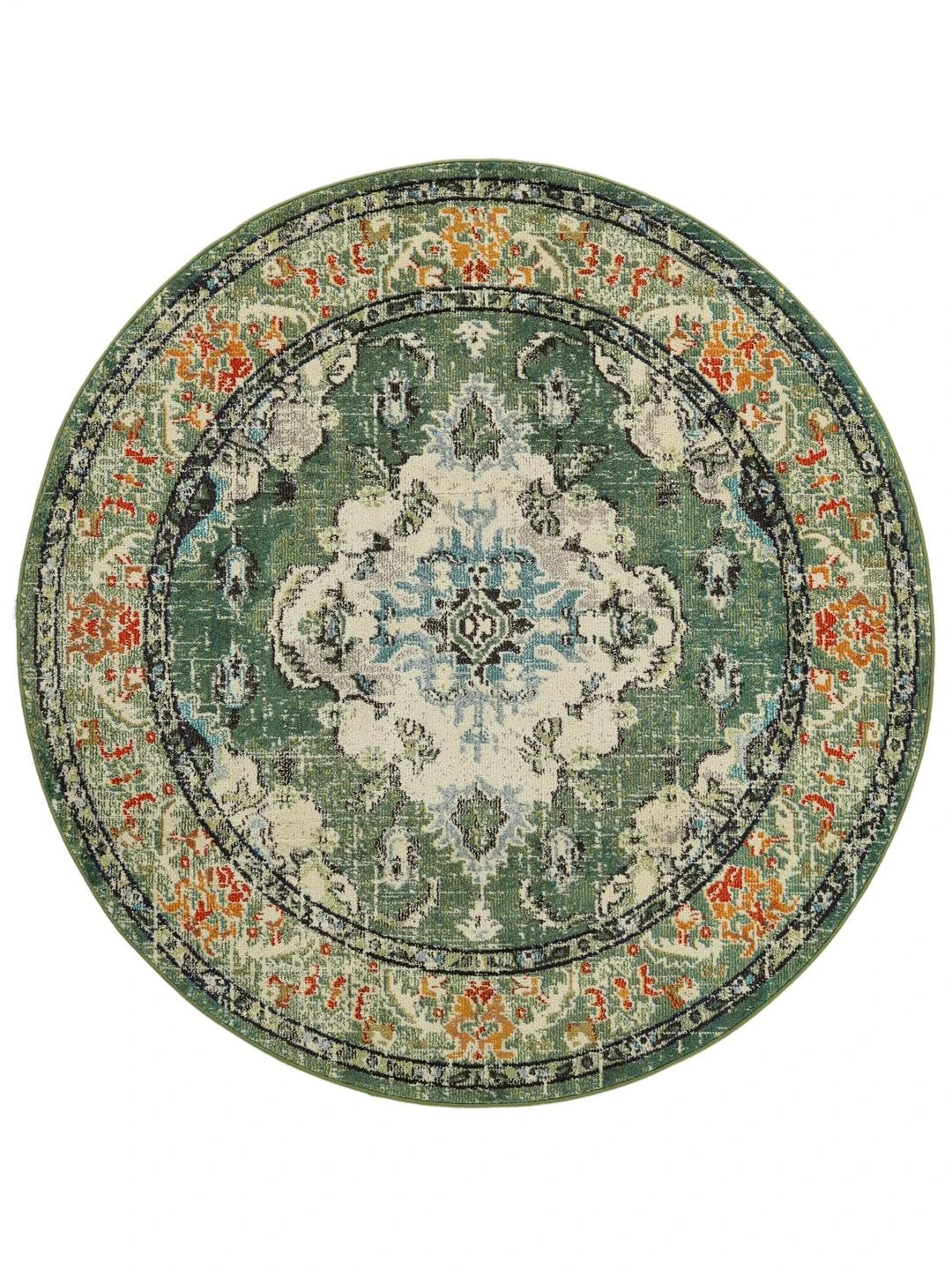 RugVista Leia, Rug, Modern carpets, Ø 6′7″ ft (Ø 200 cm), Round, Medium Pile, Living Room, Dining Bedroom, Kitchen, Dry Clean Only, oeko_tex_100, Green