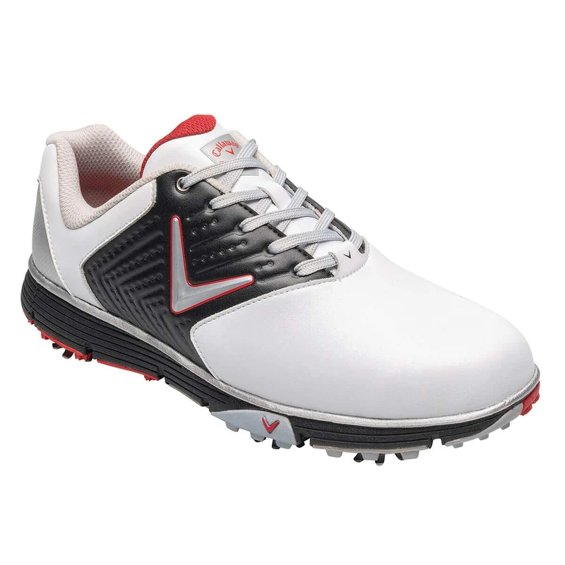 Callaway mens Chev Mulligan S Waterproof Lightweight Golf Shoes, White Black Red, 6.5 UK