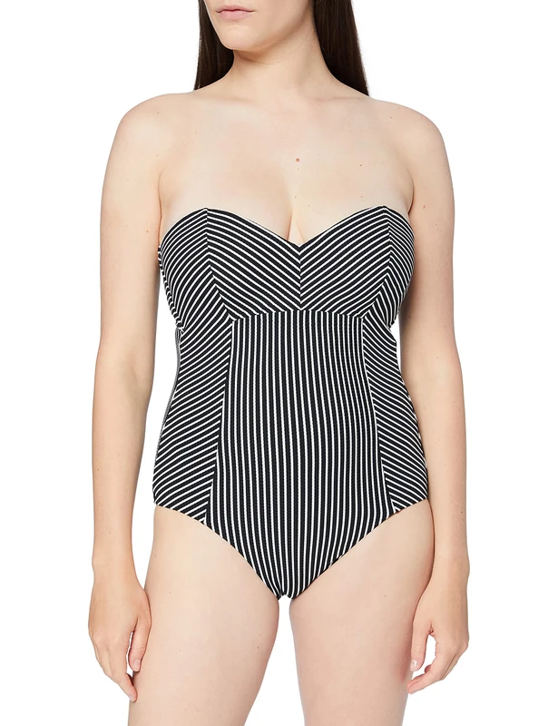 Seafolly Women's Go Overboard C/d Bandeau Onepiece Swimming Costume, Black (Black Black), 30C (Manufacturer Size: 8)