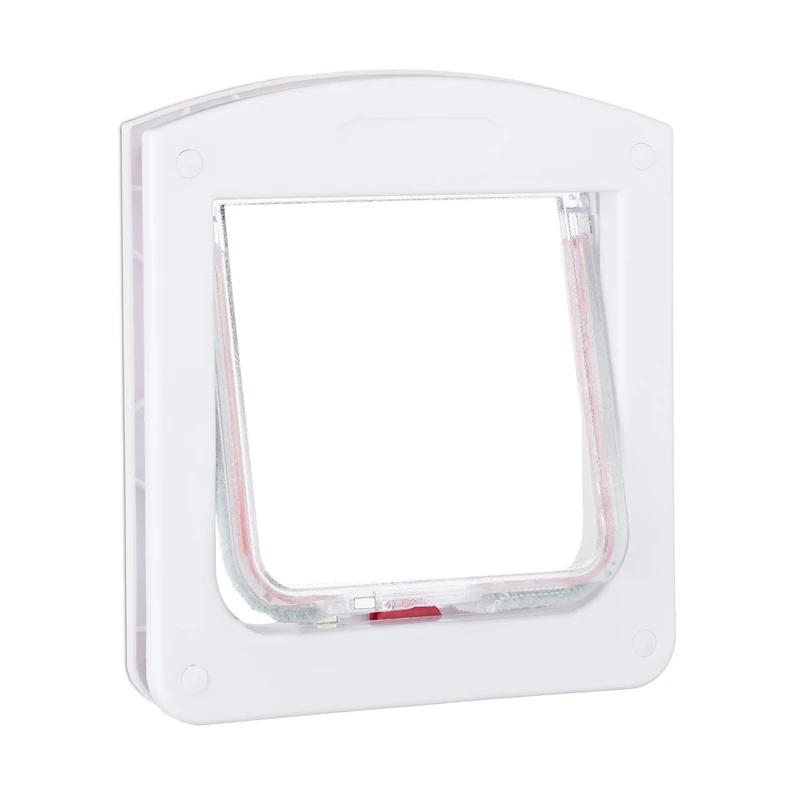 Relaxdays Pet Door, 4-Way Flap for Cats & Small Dogs, Magnetic, Lockable, H x D 22x20 cm, White, One Size