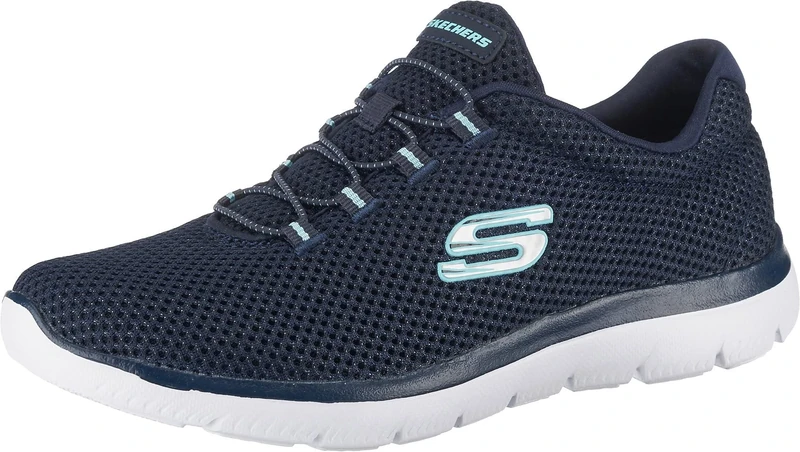 Skechers Womens Summits Artistry Chic Sneaker, Navy Light Blue, 6 UK