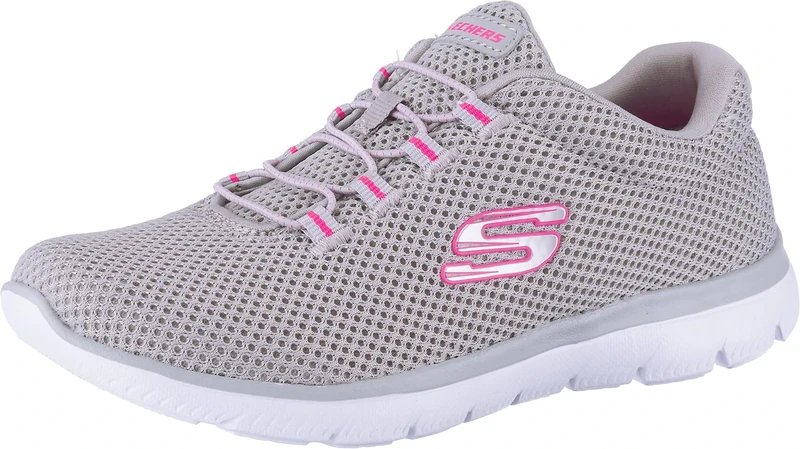 Skechers Women's Summits 12985 Trainers, Gray Mesh/ Hot Pink Trim, 8 UK