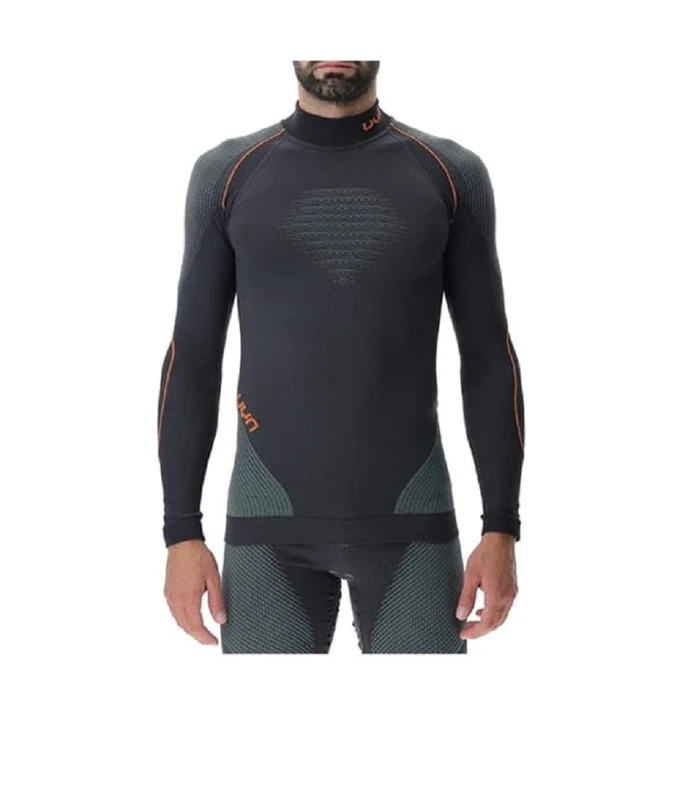 UYN U100033 EVOLUTYON UW LG_SL.Turtle Neck T-Shirt Men's Anthracite/Green/Glossy Orange M