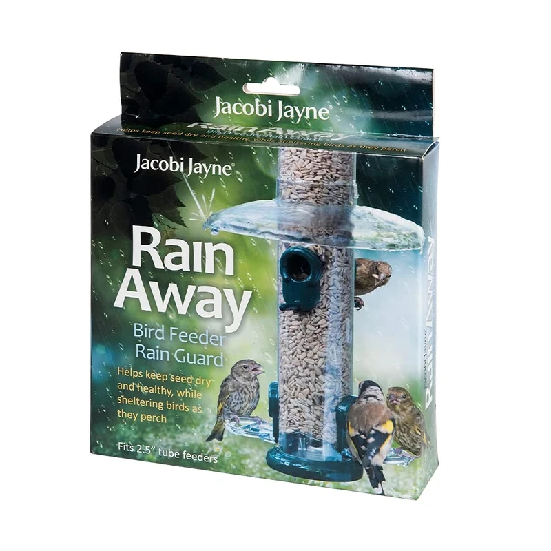 Rain Proof Bird Feeder Guard - Jacobi Jayne® Rainaway™ Bird Feeder Rain Guard - Helps keep seed dry and healthy while sheltering perched garden birds - anti rain, bird feeder weather baffle