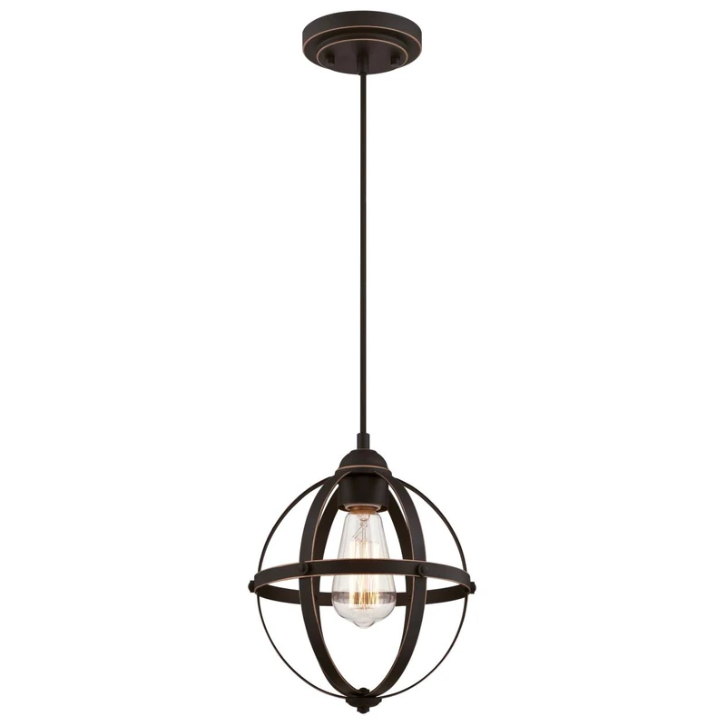 63619 Stella Mira One-Light Indoor Pendant, Oil Rubbed Bronze Finish with Highlights
