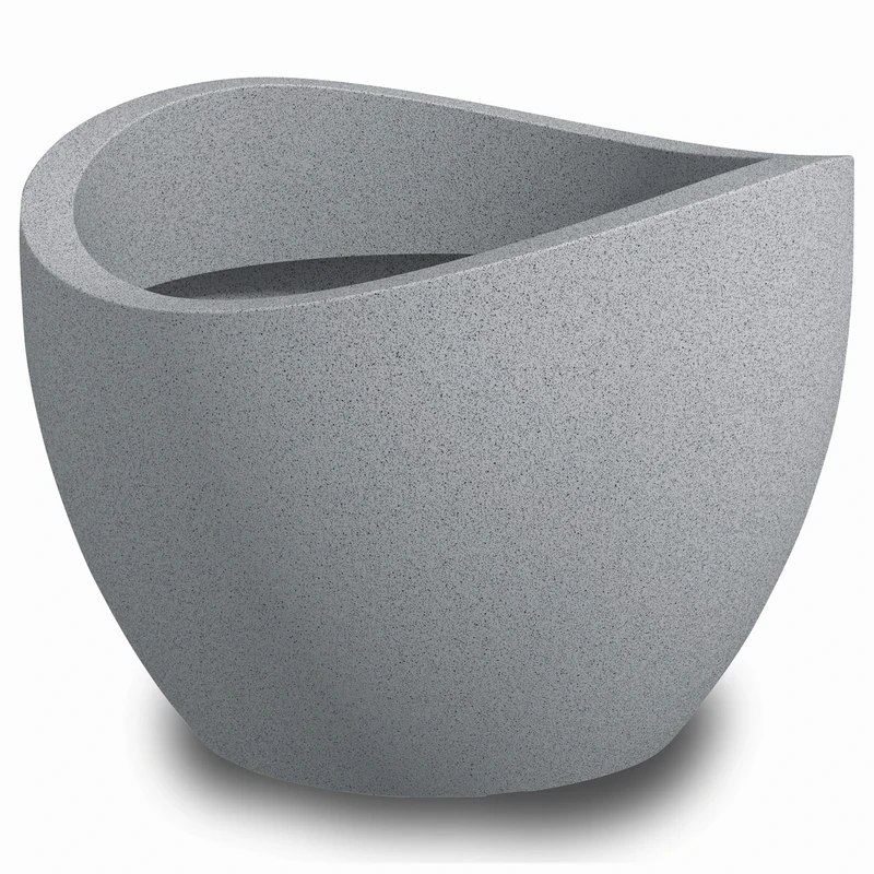 Scheurich Wave Globe 40 Round Planter/Planter - Stony Grey - Made with Recycled Plastic - 10 Year Guarantee - Outdoor Use