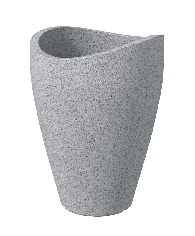 Scheurich Wave Globe High 67 Round Tall Planter/Planter - Stony Grey - Made with Recycled Plastic - 10 Year Guarantee - Outdoor Use