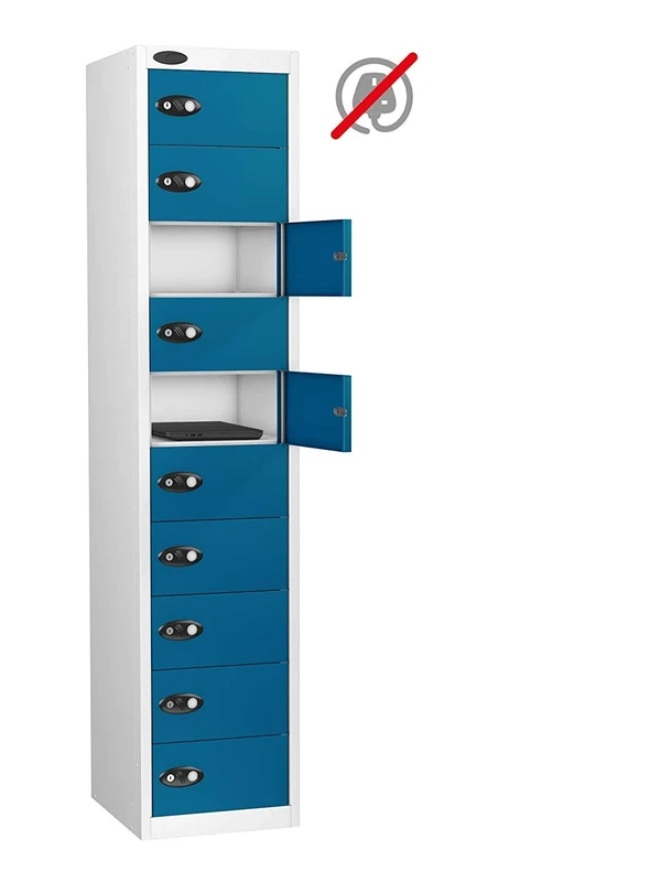 10 Door MEDIA Storage Locker, Blue, Cam Lock