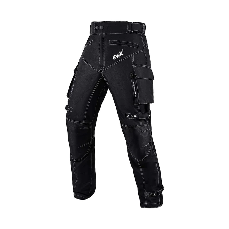 HWK Motorcycle Pants for Men and Women with Water Resistant Cordura Textile Fabric for Enduro Motocross Motorbike Riding & Impact Armor, Dual Sport Motorcycle Pants with 38"-40" Waist, 34" Inseam