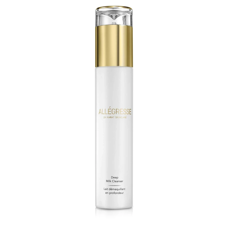 ALLÉGRESSE 24 KARAT SKINCARE Gold Deep Milk Facial Cleanser - Enriched With Botanical Ingredients And Antioxidants To Remove Impurities And Makeup - Anti Aging Deep Cleansing Non Foaming, 4 Oz