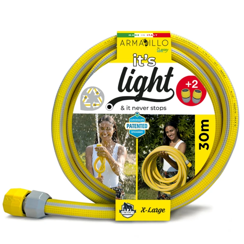 Idroeasy, King Kong Irrigation Hose 3/4 Inch 30 Meters Superlight, Anti-Knot and Anti-Twist Garden Water Hose, Non-Toxic and Repairable with 2 Connectors, Made in Italy - Image 1