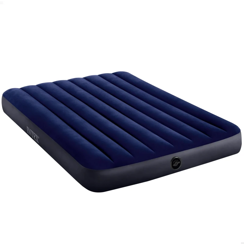 "Intex Classic Full-size inflatable Downy AirBed mattress with waterproof flocked top and Dura-Beam inner structure, suitable airbed for both home and travel use"