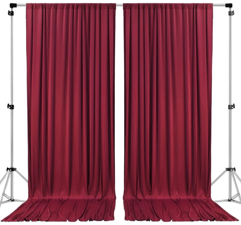 AK TRADING CO. 10 feet x 10 feet Polyester Backdrop Drapes Curtains Panels with Rod Pockets - Wedding Ceremony Party Home Window Decorations - Burgundy