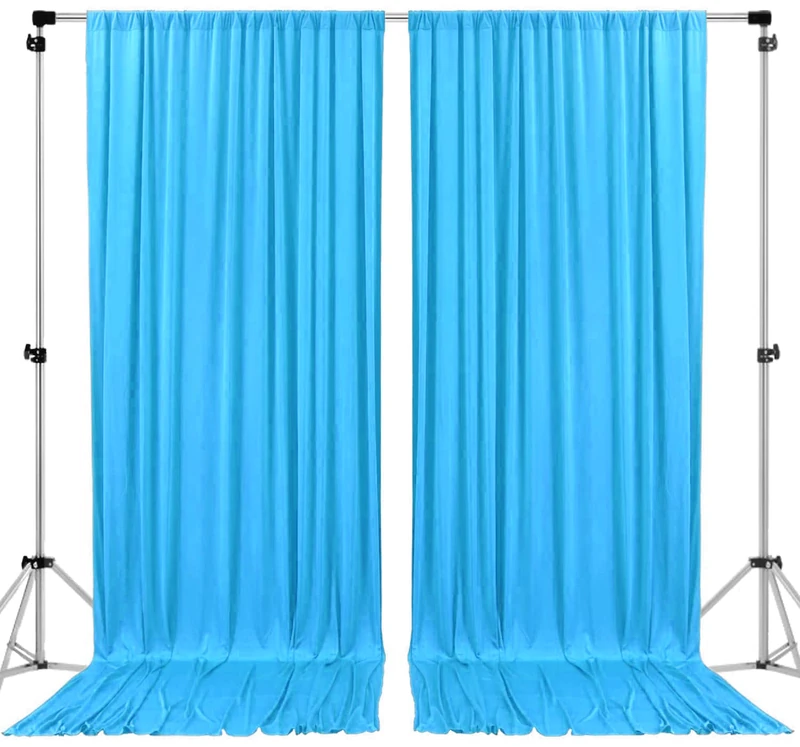 AK TRADING CO. 10 feet x 10 feet Polyester Backdrop Drapes Curtains Panels with Rod Pockets - Wedding Ceremony Party Home Window Decorations - Turquoise