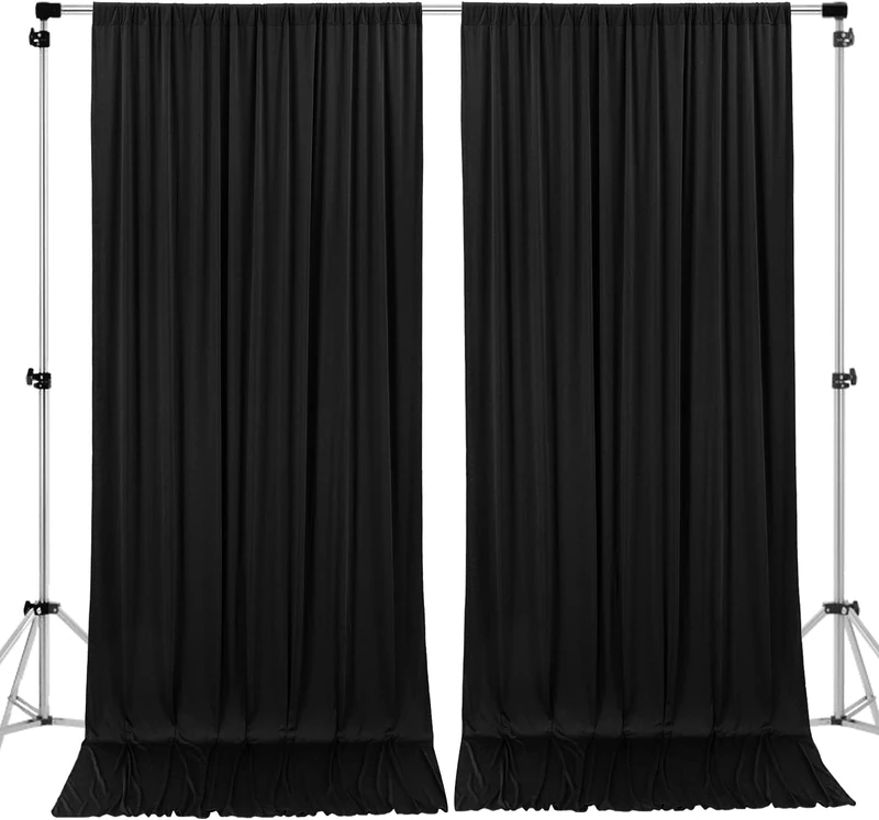 AK TRADING CO. 10x10 Black Polyester Backdrop Drapes - Image 1
