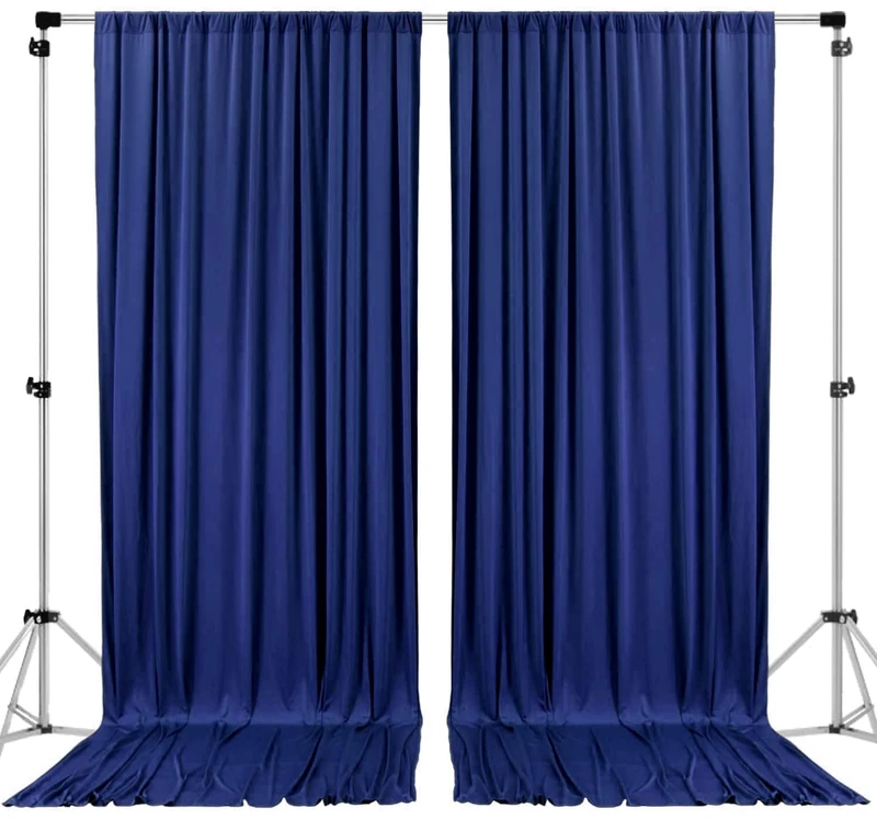 AK TRADING CO. 10 feet x 10 feet Polyester Backdrop Drapes Curtains Panels with Rod Pockets - Wedding Ceremony Party Home Window Decorations - Navy Blue