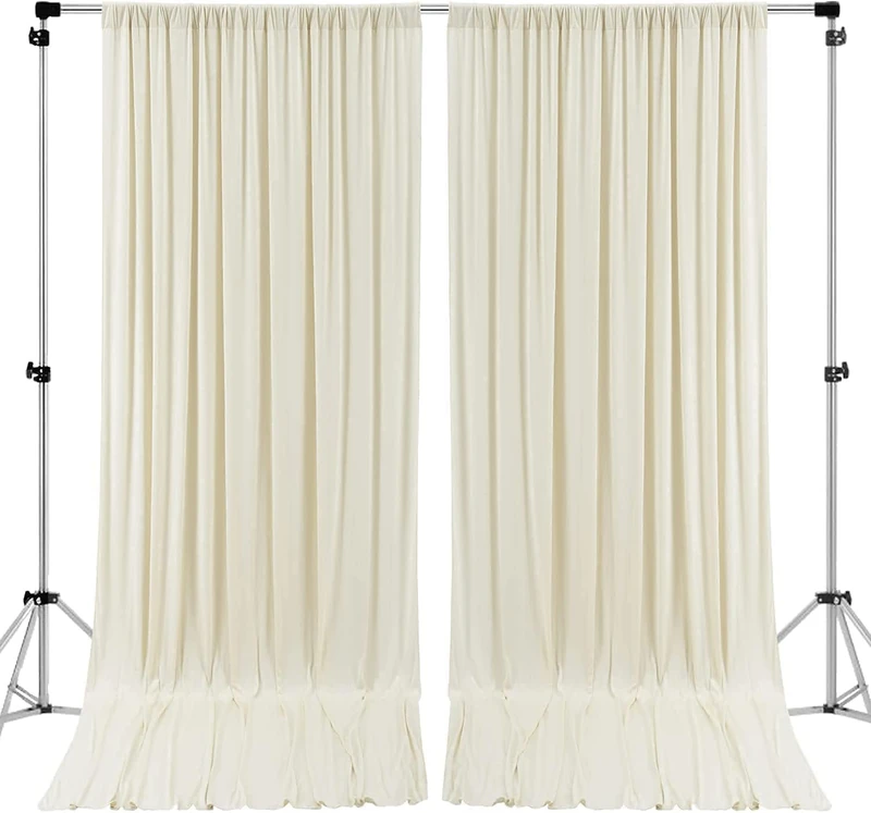 AK TRADING CO. 10 feet x 10 feet IFR Polyester Backdrop Drapes Curtains Panels with Rod Pockets - Wedding Ceremony Party Home Window Decorations - Ivory