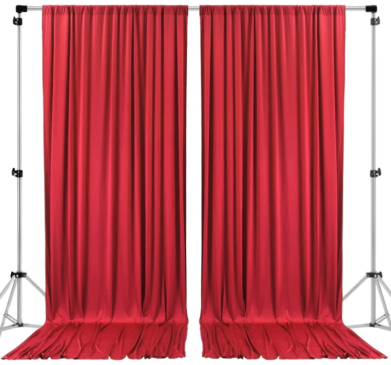 AK TRADING CO. 10 feet x 10 feet Polyester Backdrop Drapes Curtains Panels with Rod Pockets - Wedding Ceremony Party Home Window Decorations - RED (DRAPE-5x10-RED)