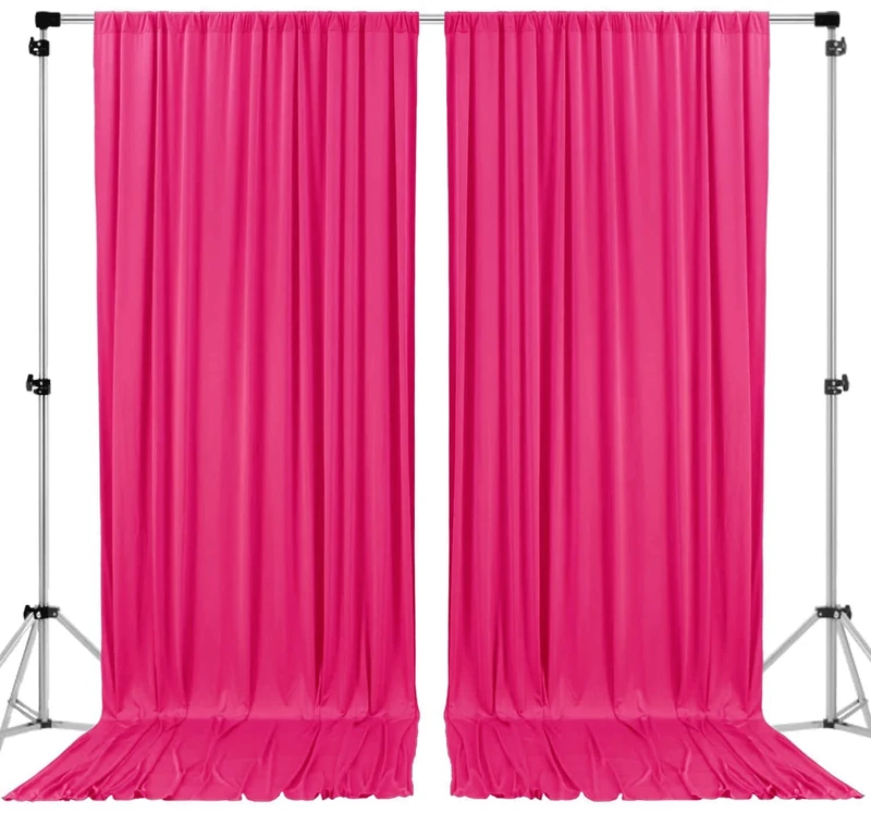 AK TRADING CO. 10ft x 10ft Polyester Background Drapes Curtains Panels with Rod Pockets - Wedding Ceremony Party Home Window Decorations - Fuchsia
