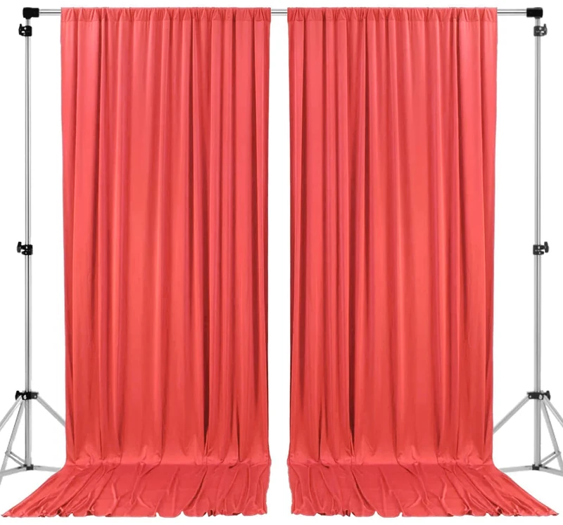 AK TRADING CO. 10 feet x 10 feet Coral Polyester Backdrop Drapes Curtains Panels with Rod Pockets - Wedding Ceremony Party Home Window Decorations