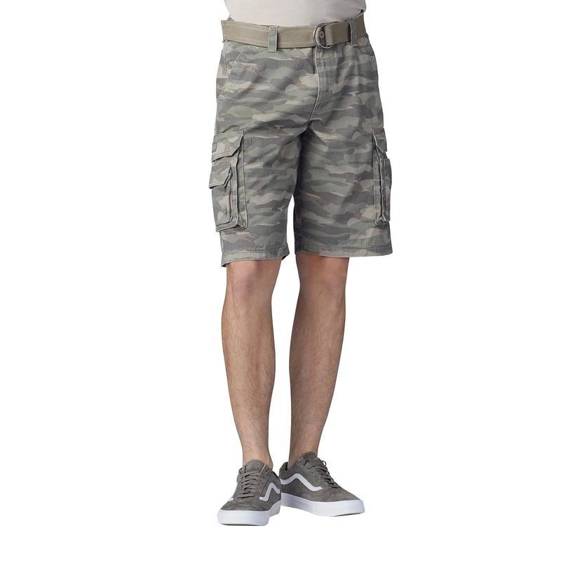 Lee Men's Dungarees New Belted Wyoming Cargo Short, Fatigue Camo, 36