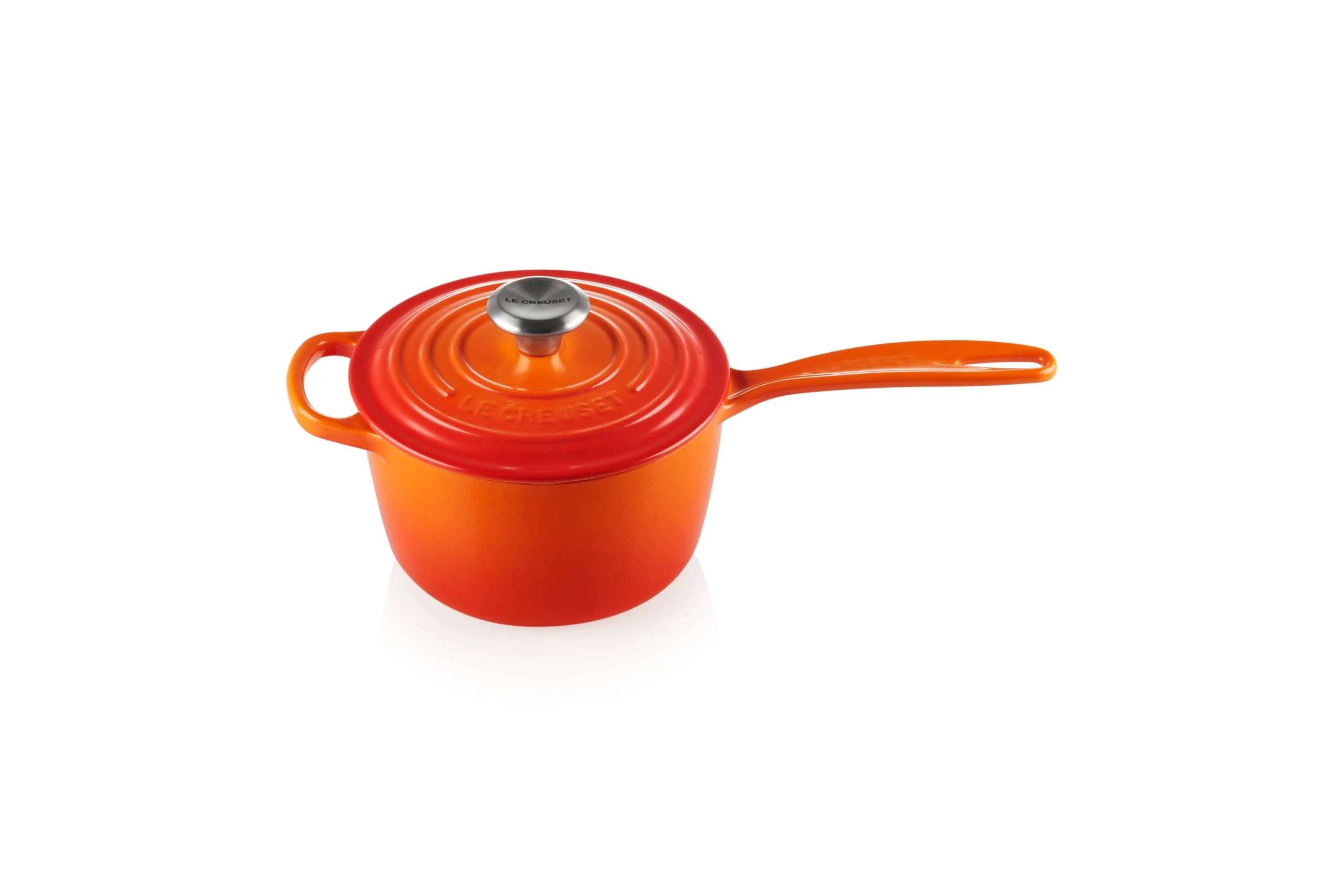 Le Creuset Signature Enamelled Cast Iron Saucepan with Anti Drip Pouring Lip and Vented Lid, for All Hob Types, 16 cm, 1.2 litres, Volcanic, 21181160902430