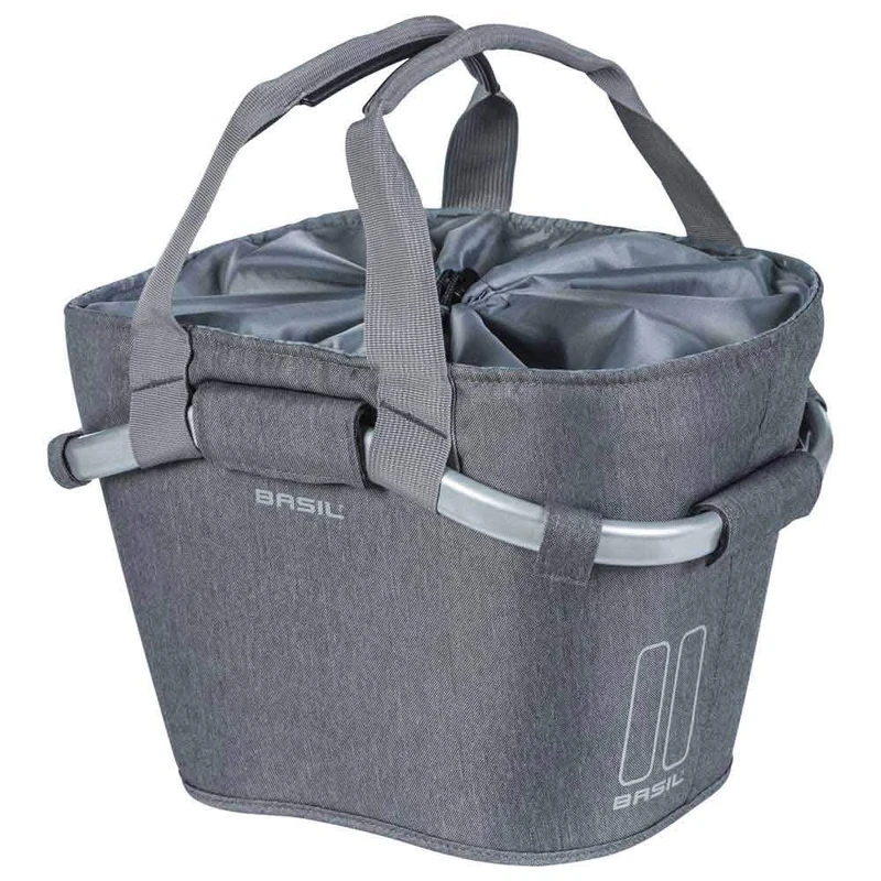 Basil Classic Carry All Klickfix Front Basket, Grey Melee, 15 Litre
