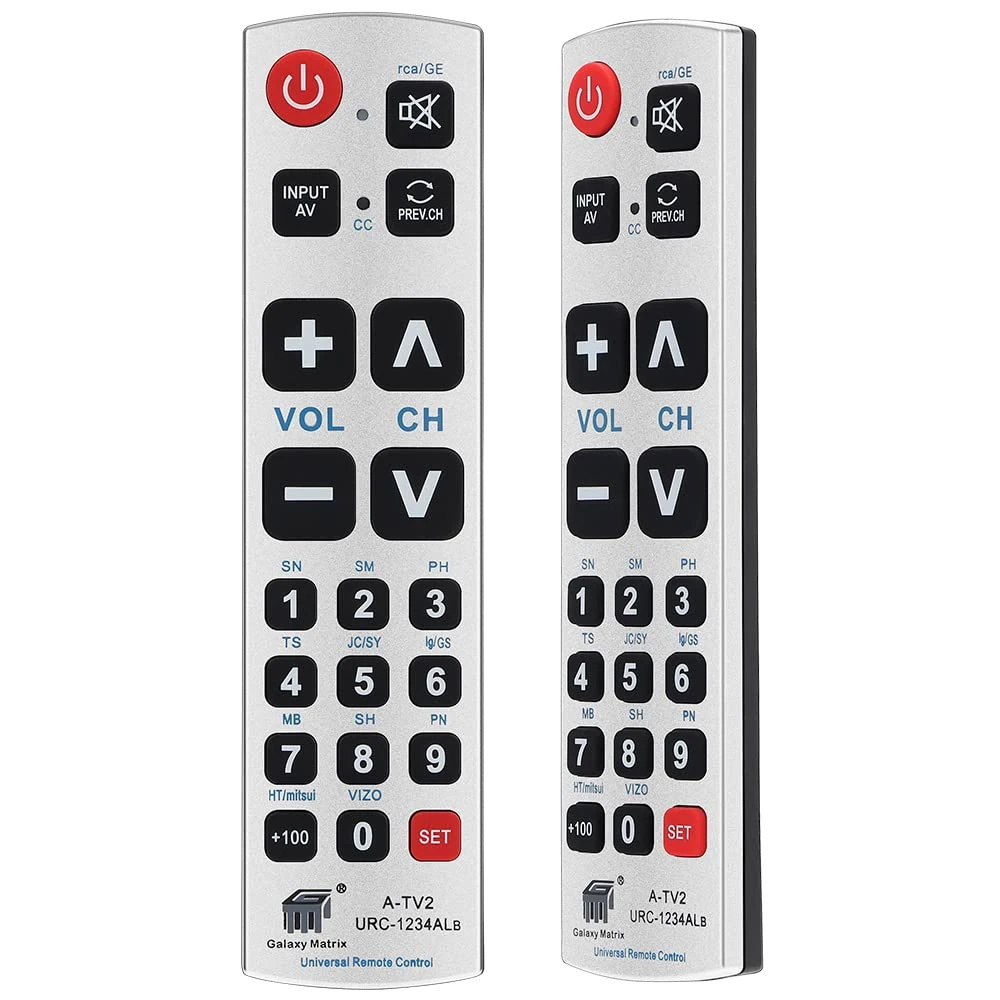 Alkia Big Button Universal Remote Control - Seniors Elderly Remote for Samsung LG Toshiba Sony JVC Panasonic Philips Sharp Hitachi Technika TV - Put Battery to Work, No Program Needed