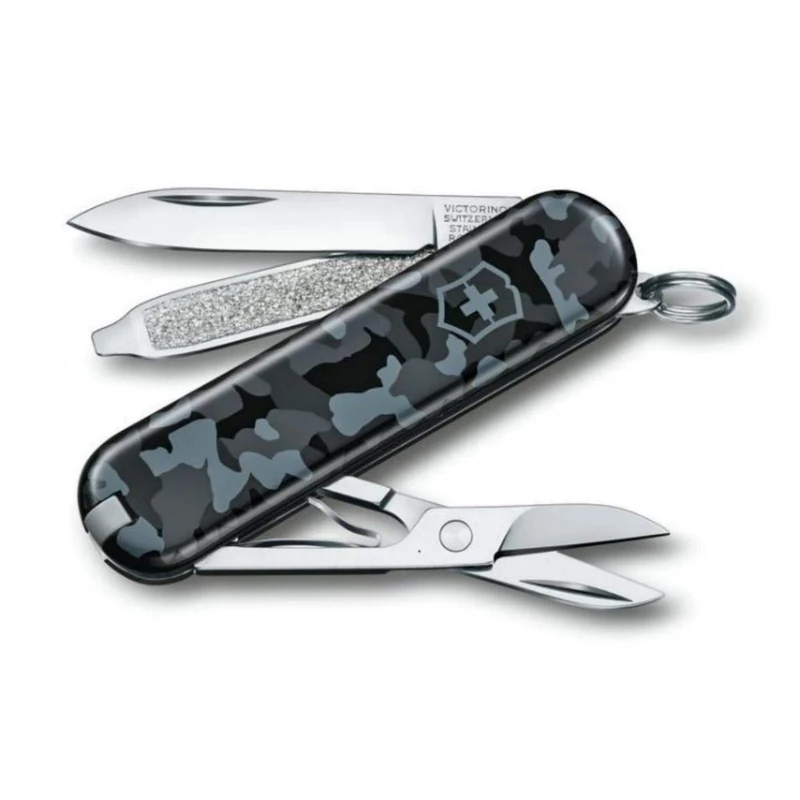 Victorinox Classic SD Swiss Army Knife, Small, Multi Tool, 7 Functions, Scissors, Nail File, Navy Camouflage