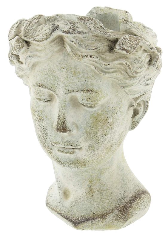 Distinctive Designs Greek/Roman Style Female Statue Head Cement Planter (Style 1)