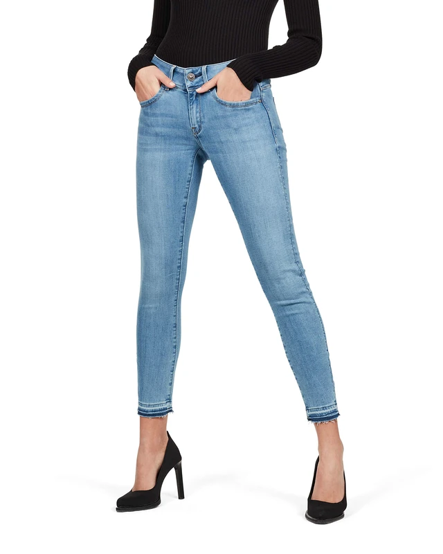 G-Star Women's Lynn Mid Skinny Ripped Edge Ankle Jeans, Blue (clean medium aged D08616-8968-A359), 24W / 32L