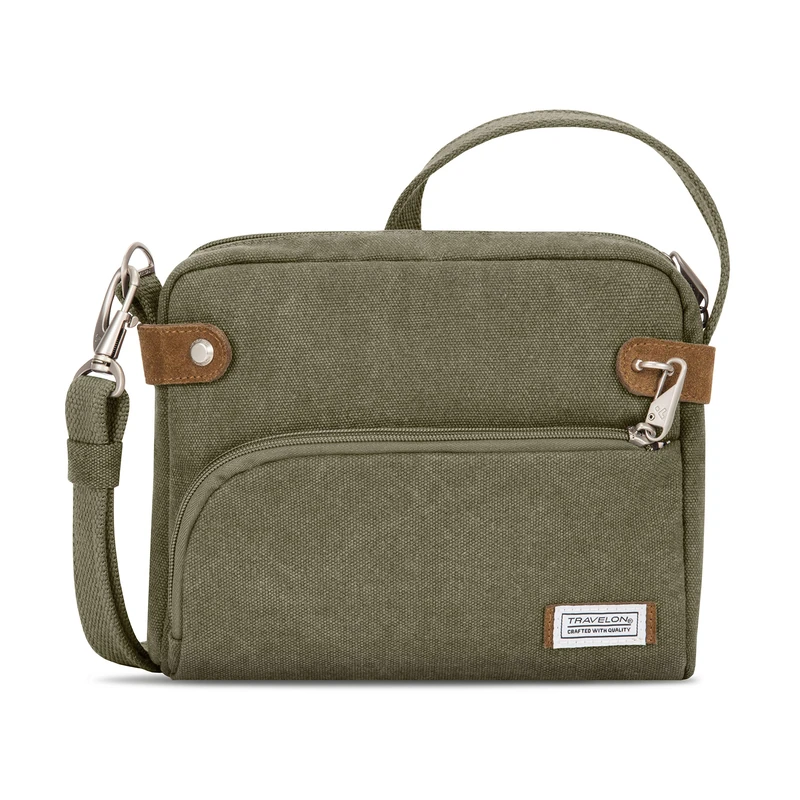 Travelon Unisex-Adult Anti-Theft Heritage Small Crossbody Bag Cross Body, Sage, 9.75 x 7.75 x 2.5
