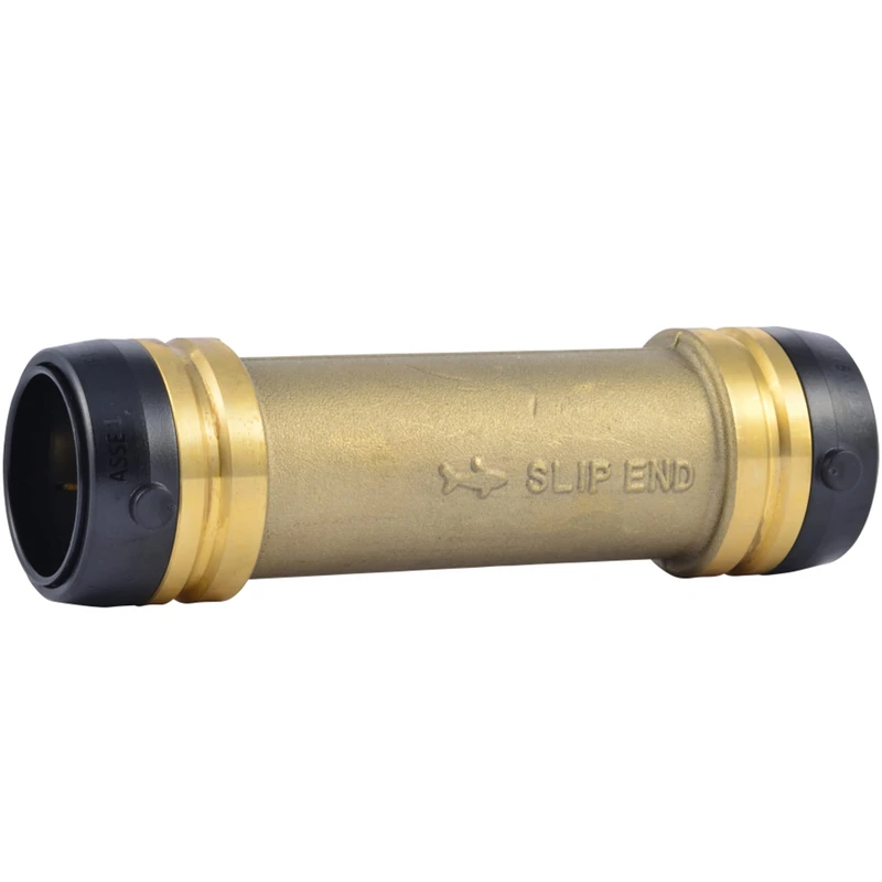 SharkBite 1-1/4 Inch Slip Coupling, Push to Connect Brass Plumbing Fitting, PEX Pipe, Copper, CPVC, PE-RT, HDPE, UXL0635 - Image 1