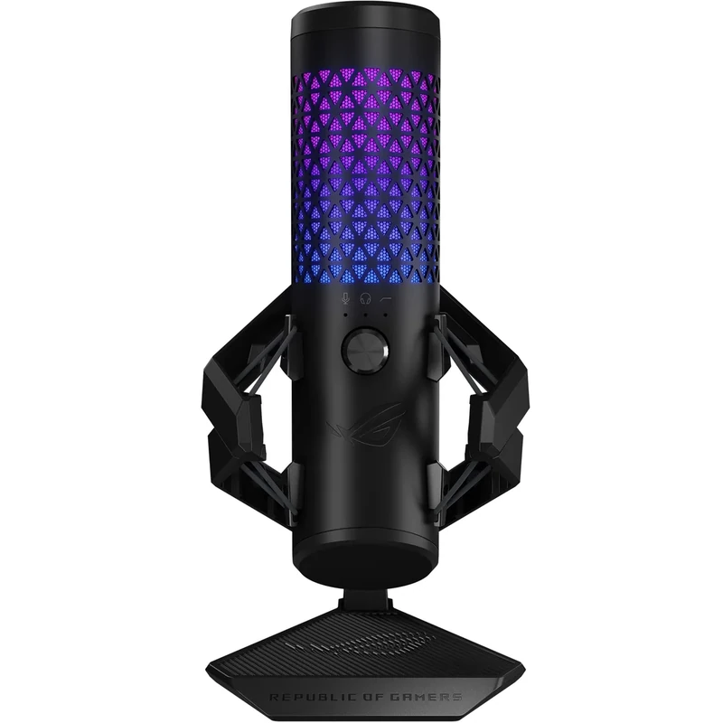 ASUS ROG Carnyx USB Gaming Microphone (25mm condenser capsule, 192kHz/24-bit, cardioid, high-pass filter, built-in pop filter, metal shock mount, one-touch mute, USB, Aura Sync RGB)- Black