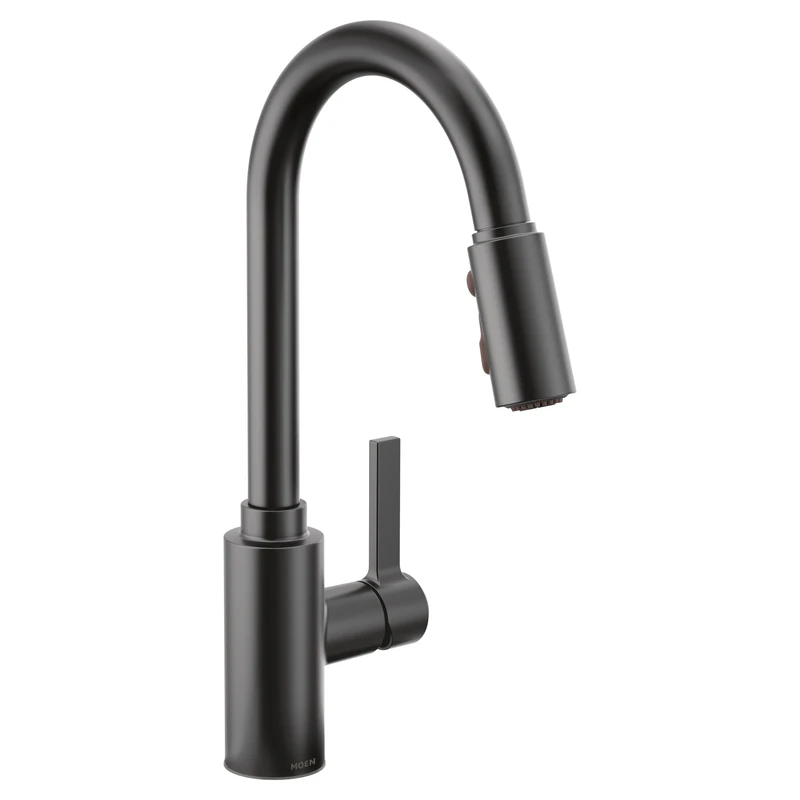 Moen 7882BL Genta LX Single-Handle Pull-Down Sprayer Modern Kitchen Faucet with Reflex and Power Boost, Matte Black