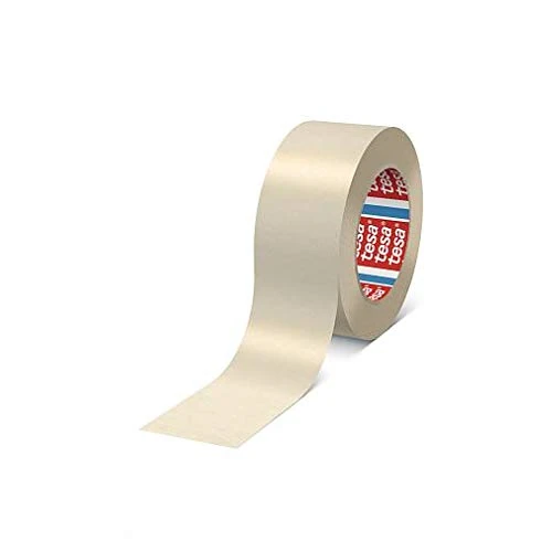 Tesa 4330 Masking Tapes with Oven Paint, Paper Holder, Natural Rubber Masking Adhesive, 175μm, 50 m x 25 mm, Transparent, Pack of 72 Pieces