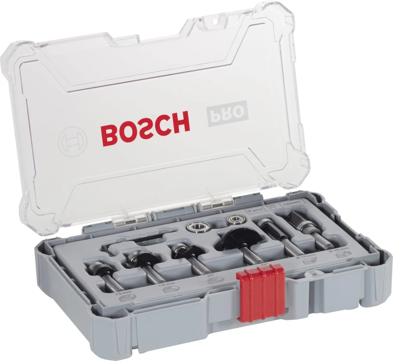 Bosch Professional 6 pcs. Trim & Edging Router Bit Set (for Wood, Ø 8 mm Shank, Accessory Router)