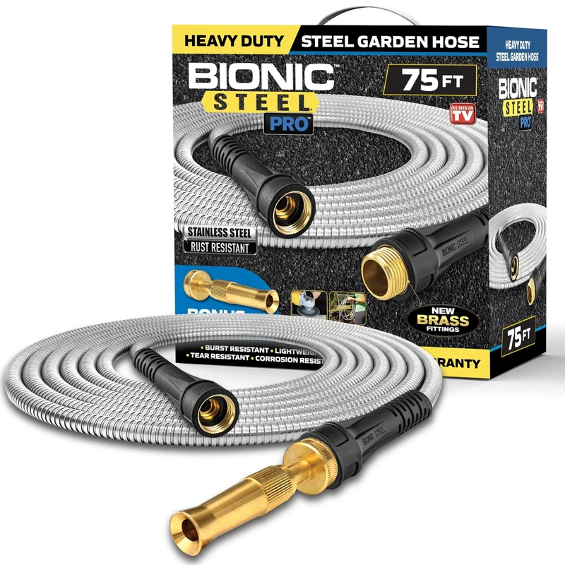 BIONIC STEEL 2429 Pro Stainless Steel Metal Garden Hose, 75'