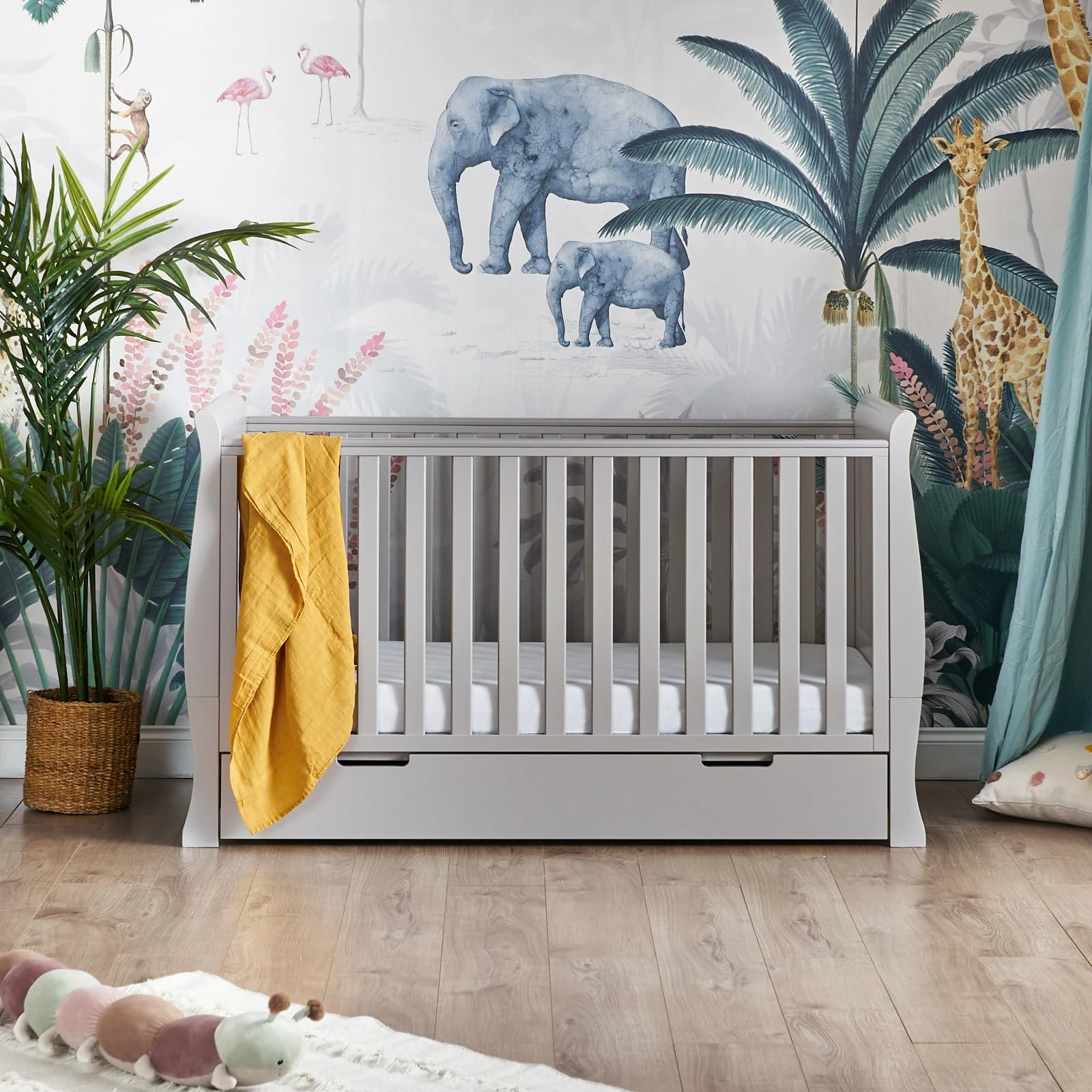 Obaby Stamford Classic Sleigh Cot Bed, Warm Grey